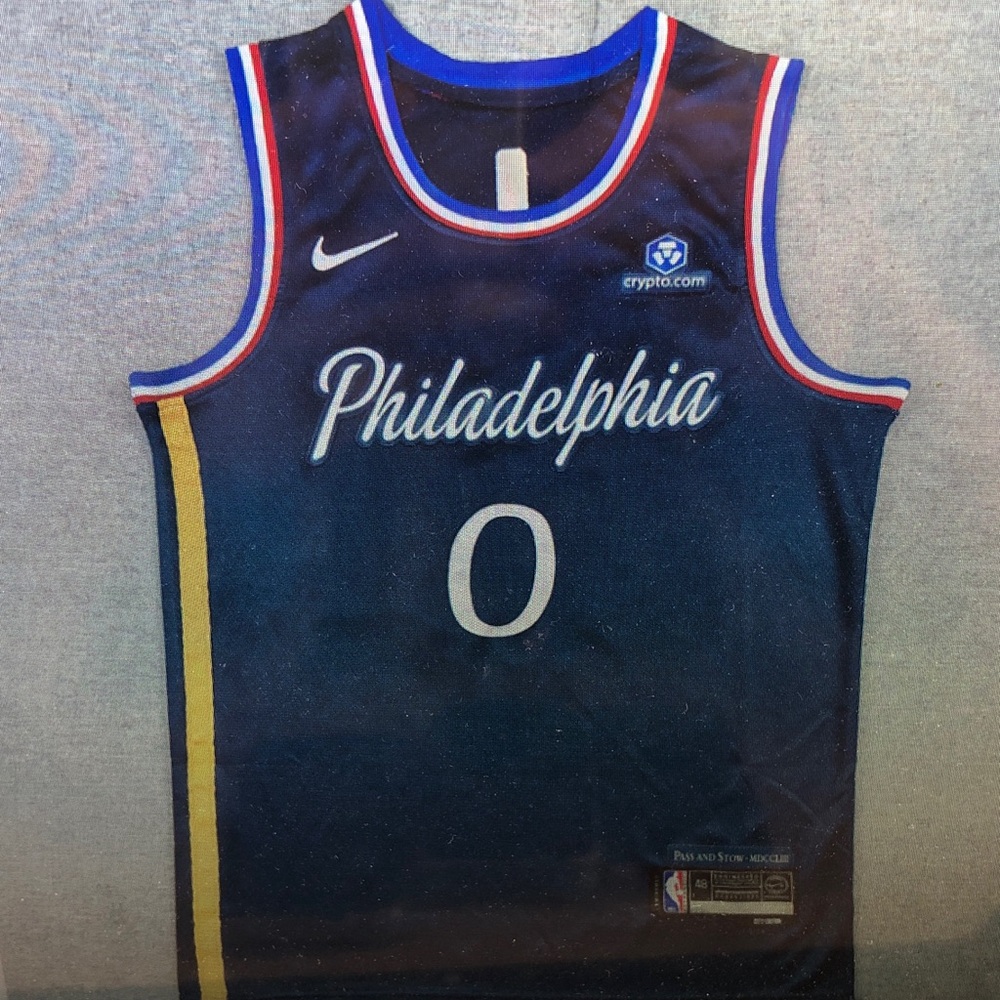 😘Tyrese Maxey Navy Jersey Stitched😊